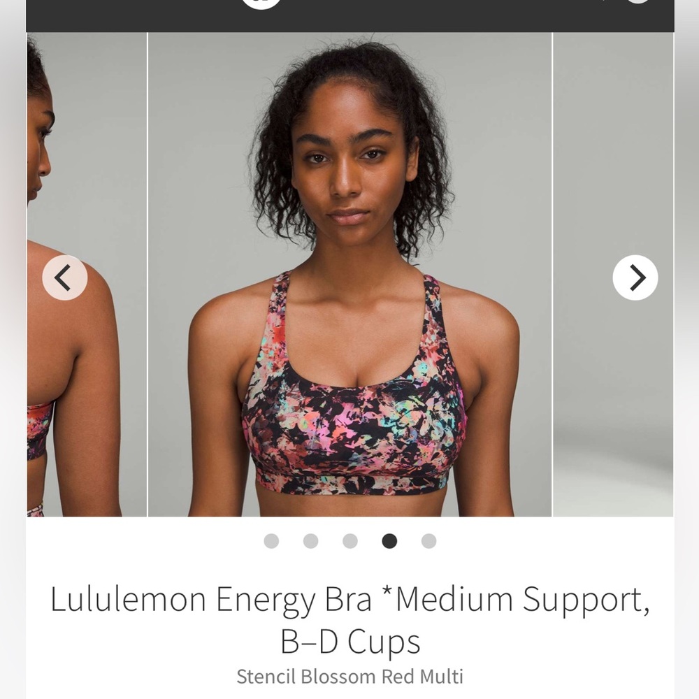 Lululemon Energy Bra in Stencil Blossom Red Multi